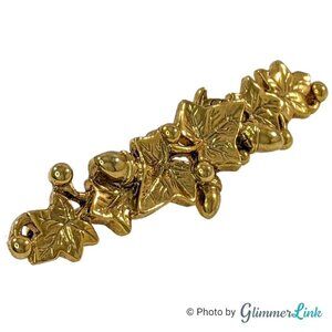 Vintage 1928 Co Fall  Autumn Leaves Gold Tone Bar Brooch